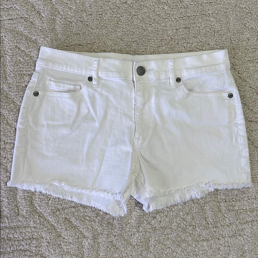 LOFT White Denim Fray Hem Jean Short Size 2